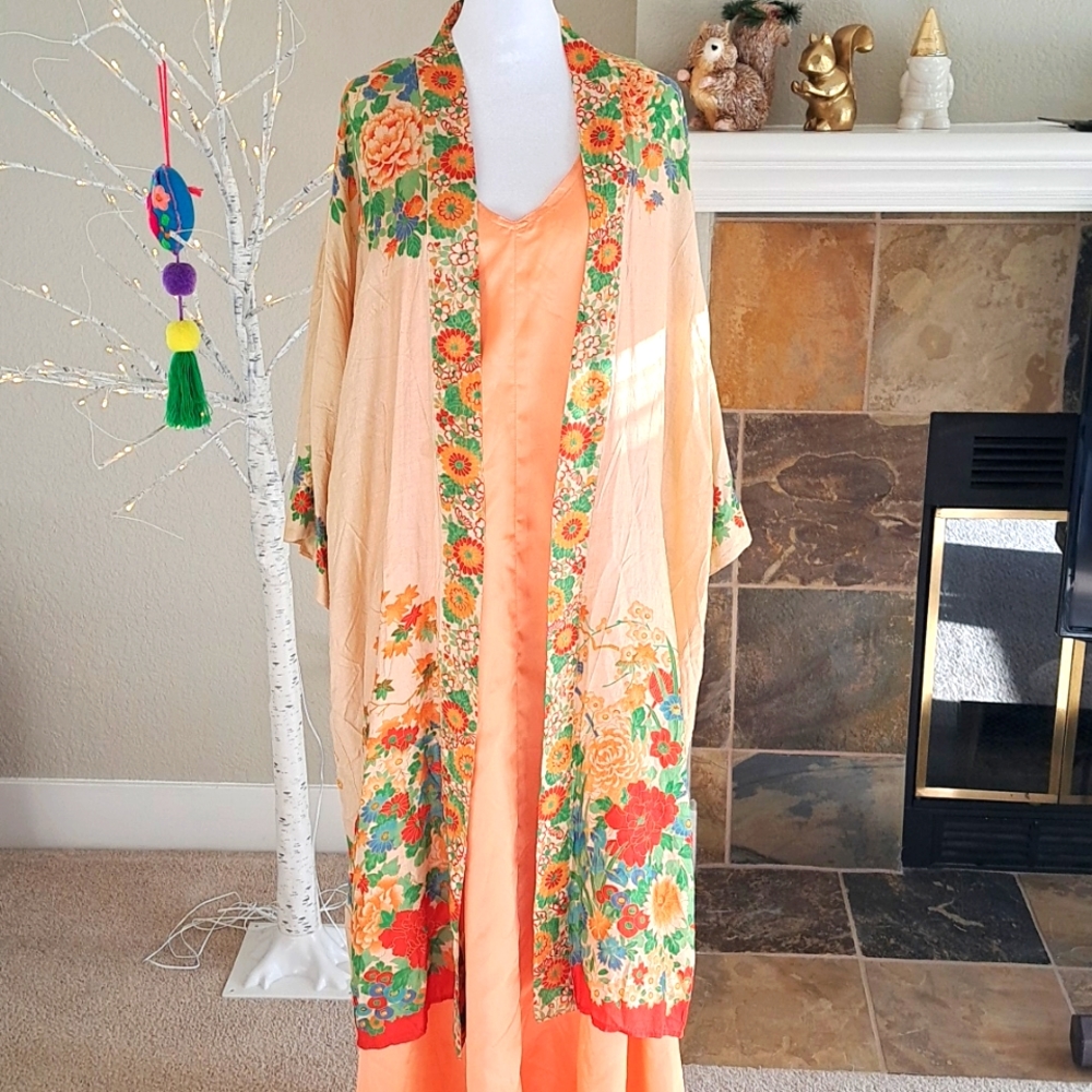 Vintage Japanese Robe Raw Silk